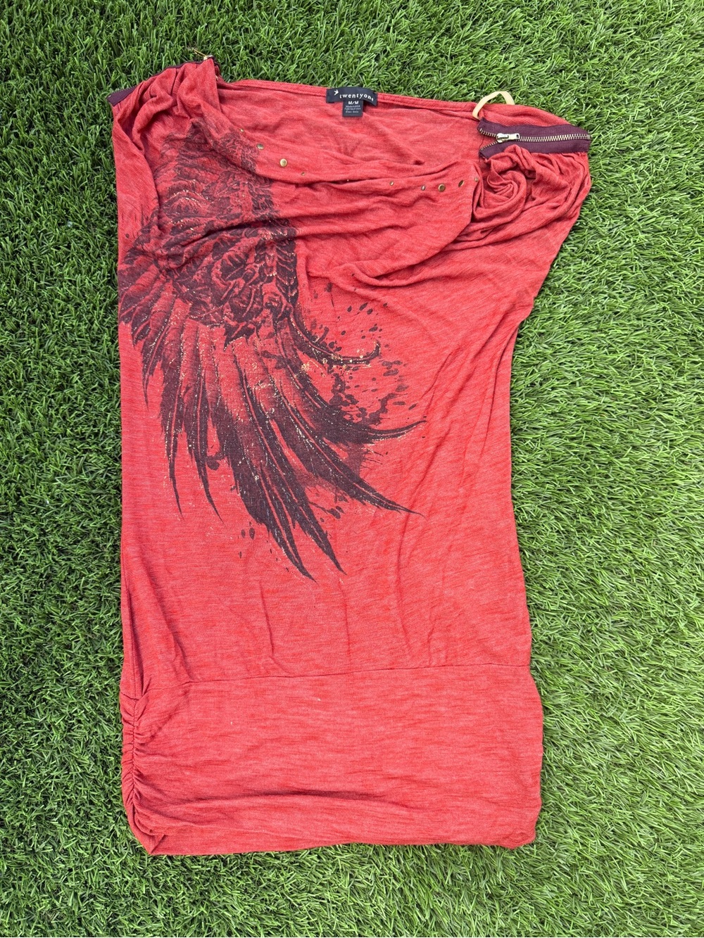 Forever 21 Red Mini Dress with Black Wing Print